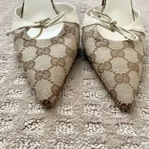 Gucci | Shoes | Sold Vintage Gucci Monogram Kitten Heel Mules